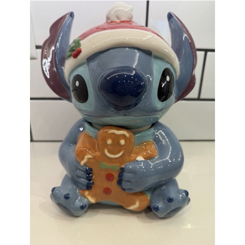 DISNEY Lilo & Stitch Christmas Santa Gingerbread Cookie Jar New